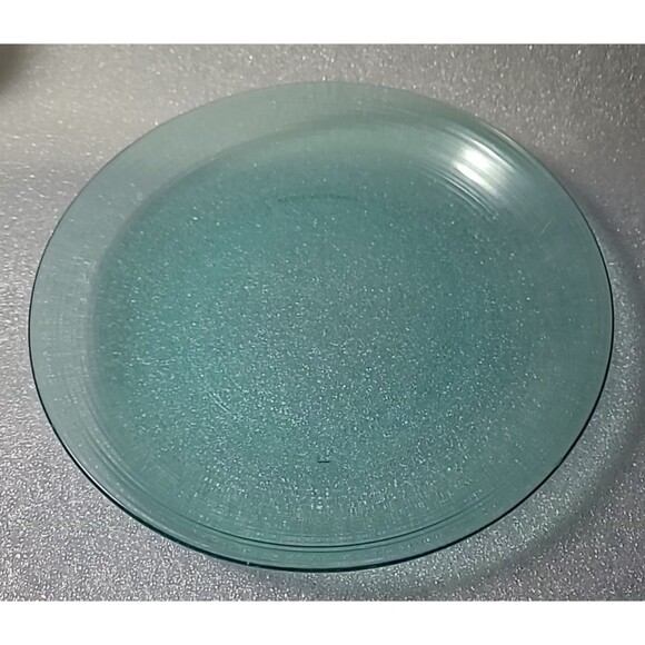 Set of 8 Arcoroc France Green Teal Glass Salad Dessert Plate Ribbed 7.5" - Picture 7 of 10